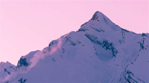 Download Wallpaper 1920x1080 Mountain Peak Snow Winter Sunset Sky