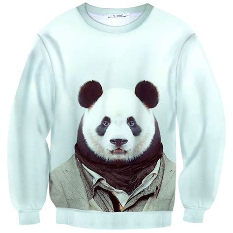 Panda Bear Dressed Up Animal Portrait All Over Print Sweatshirt Sweater