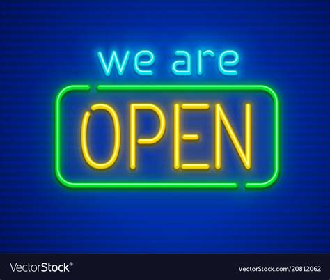 We Are Open Neon Sign Royalty Free Vector Image