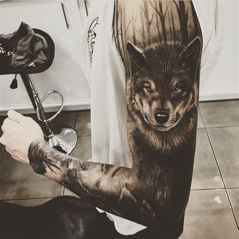 Wolf Tattoo Sleeve Forest Tattoos Wolf Tattoos