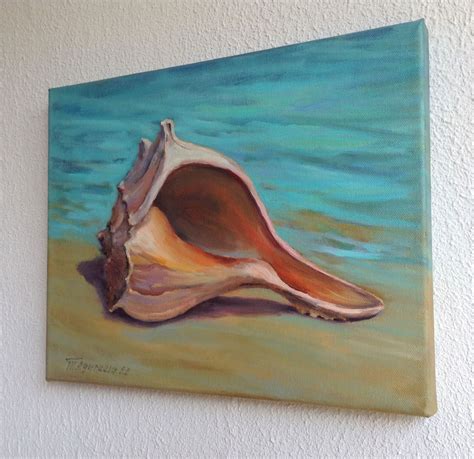 Seashell Painting Original Art Canvas Seashore Oil Painting Etsy