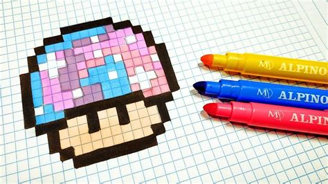 Pixel Art Hecho a mano - Cómo dibujar una seta espacio | Dibujos en