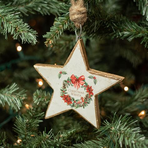 6 Wooden Star Ornament Christmas Wreath Xwl507b