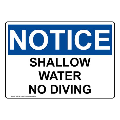 Osha Sign Notice Shallow Water No Diving Recreation