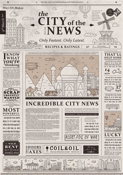 Design Of Old Vintage Newspaper Template Showing Articles By Alfazet