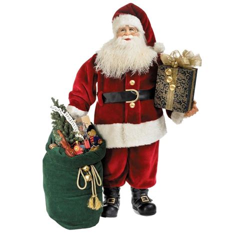 Santa With Green Bag Of Ts Santa Claus Figure Green Bag Vintage