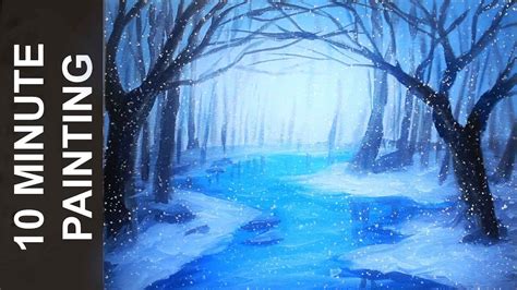 1138 Painting A Winter Forest Landscape With Acrylics In 10 Minutes