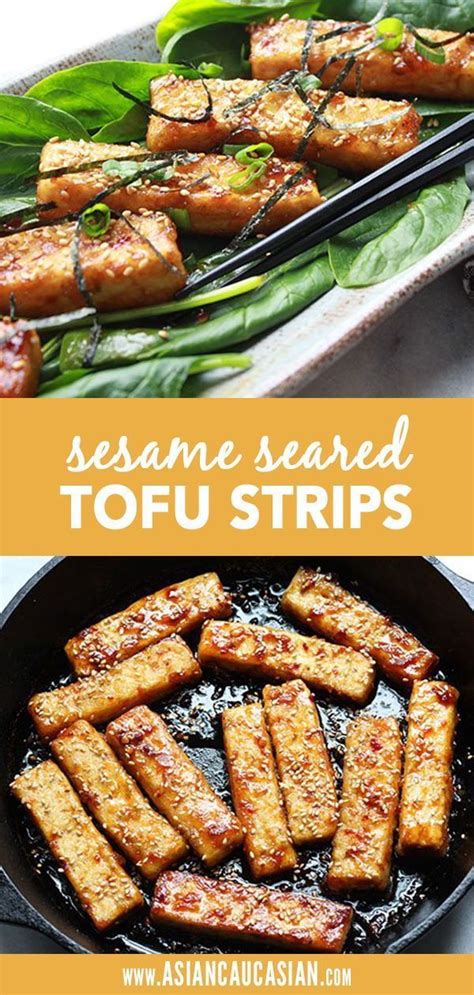 Has the firmness of fully cooked meat and a somewhat rubbery feel. Crispy Sesame Seared Tofu Strips | Recipe | Firm tofu recipes, Asian appetizers, Asian tofu recipes