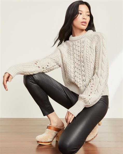 Asita Cable Knit Sweater Ivory Veronica Beard Womens Sweaters