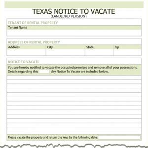 The purchaser must give a residential tenant of the building at least 30 days' written notice to vacate if. Texas Landlord Notice to Vacate