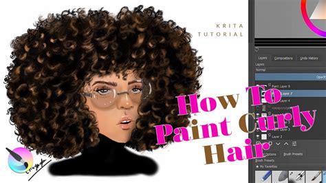 How To Paint Hair In Krita Easy Curly Hair Tutorial Youtube