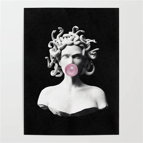 Medusa Blowing Pink Bubblegum Bubble Poster By Underdott Society6