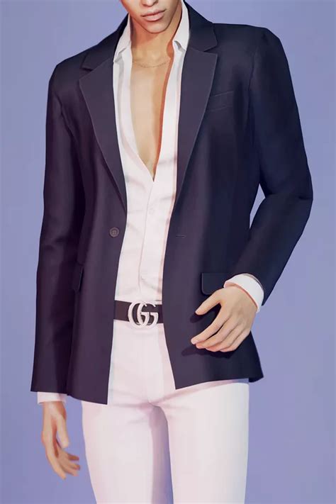 Kk Unbuttoned Shirt With Jacket Kks Creation Sims 4 Men Clothing