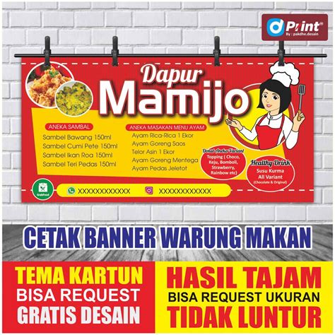 Jual Cetak Spanduk Baliho Banner Spanduk Backdrop Background Baliho Flexi MMT Warung Makan