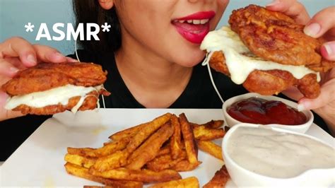ASMR MUKBANG KFC DOUBLE DOWN FRIED CHICKEN SANDWICH EATING SOUNDS