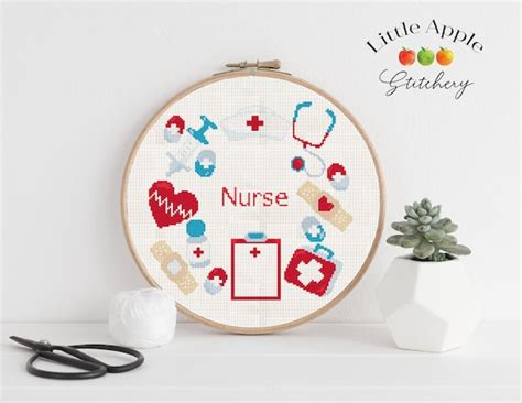 Nurse Cross Stitch Pattern Pdf Essential Worker Nursing Etsy