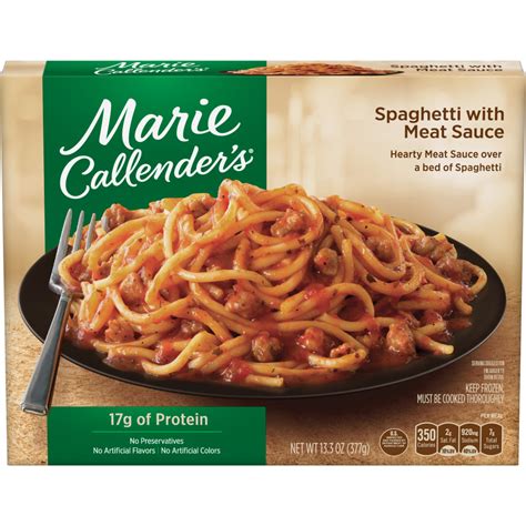 This one was gluten free, had no preservatives, and boasted only 170 calories, four grams of. MARIE CALLENDERS Spaghetti And Meat Sauce | Conagra Foodservice