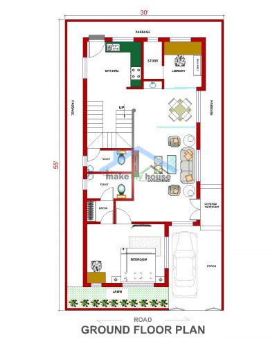 Buy 30x55 House Plan 30 By 55 Elevation Design Plot Area Naksha