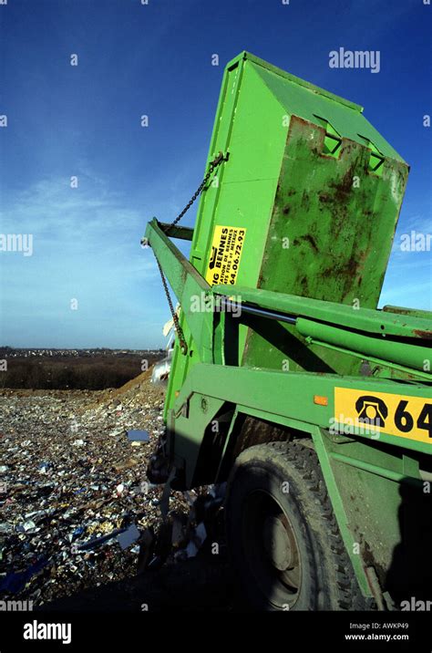 Truck Dumping Garbage In Landfill Stock Photo Alamy
