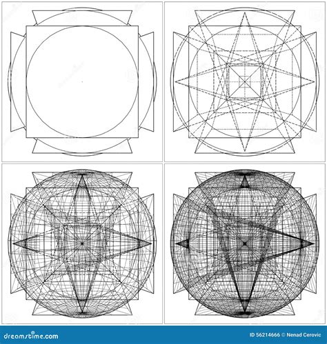 Geometric Intersection Of Sphere And Six Pyramids Vector Stock Vector