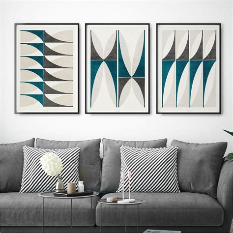 Set Of Three Art Prints Abstract Geometric Wall Art