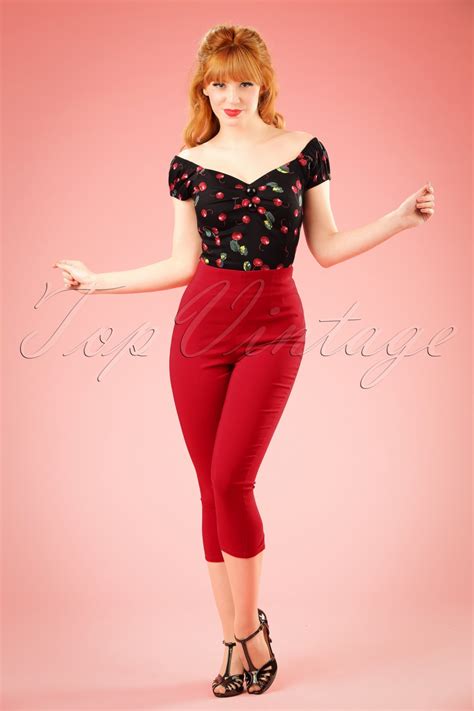 50s tina capri pants in red