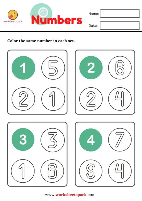 Color The Same Number Worksheets Worksheetspack