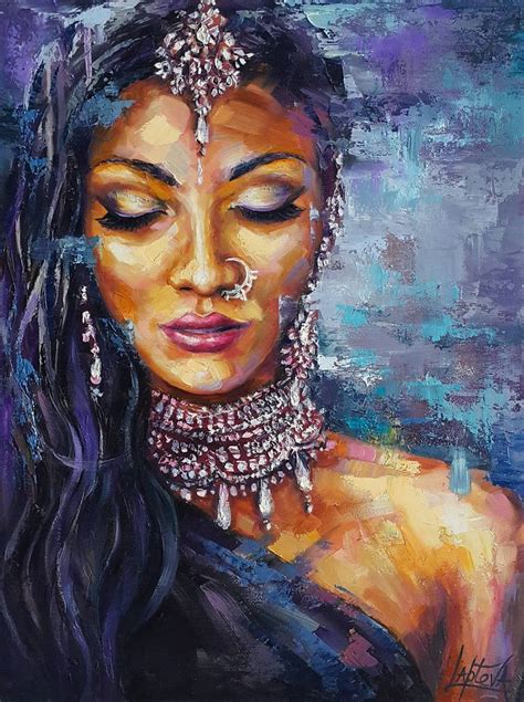 Painting Portrait Indian Woman Painting By Viktorija Lapteva Saatchi Art