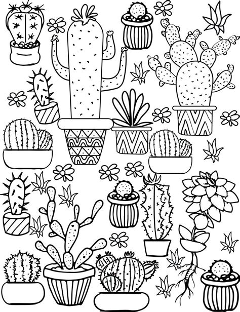 Cute Cacti Coloring Pages