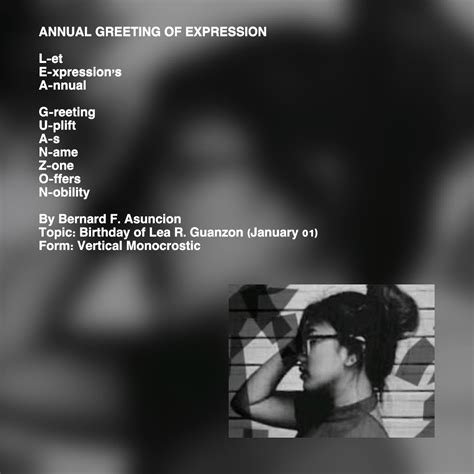 Annual Greeting Of Expression By Bernard F Asuncion Annual Greeting