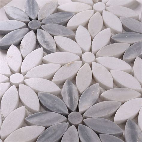 Beautiful White And Grey Flower Marble Mosaic Floor And Wall Tile Hsc44