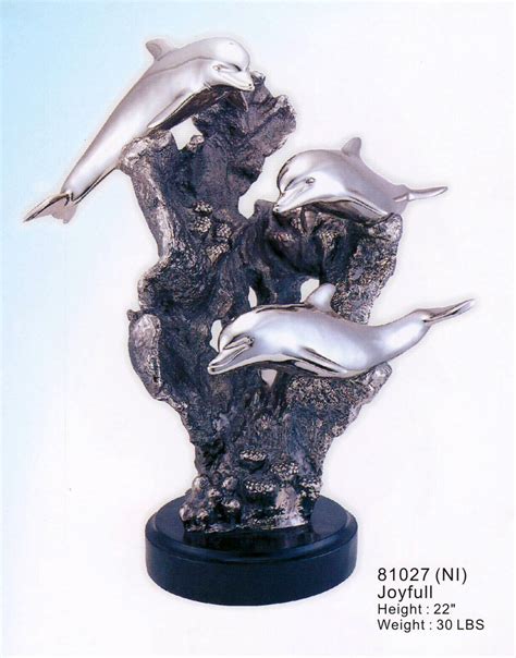 Beautiful Dophin Sculpture By Donjo Fine Arts Joyfull Nickel Color Free