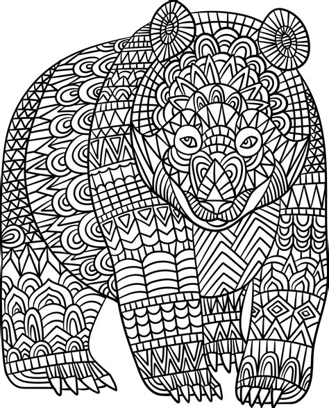 Bear Mandala Coloring Pages For Adults 6325950 Vector Art At Vecteezy