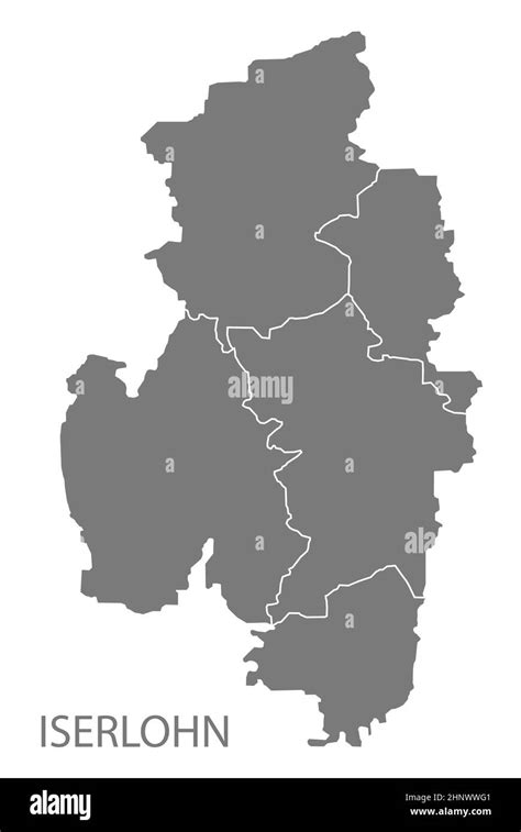 Modern City Map Iserlohn City Of Germany With Districts Grey De Stock