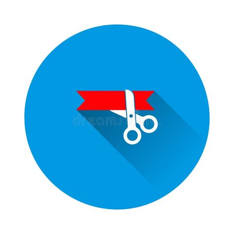 Vector Icon Scissors Cut The Ribbon Opening Symbol On Blue Background