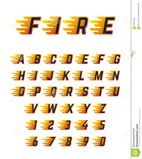 burning running letters with flame hot fire vector font alphabet for racing car cartoondealer