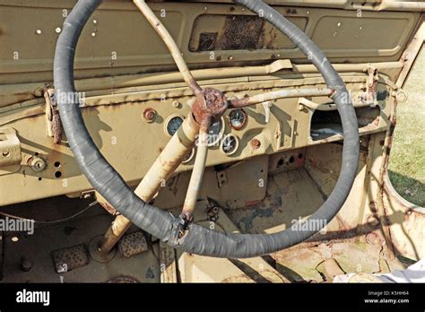 Rusting Military Jeep Steering Wheel Hi Res Stock Photography And