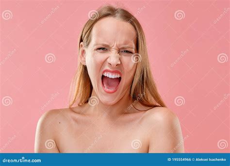 Beautiful Girl Screaming Loud With Mouth Wide Open Stock Photo Image