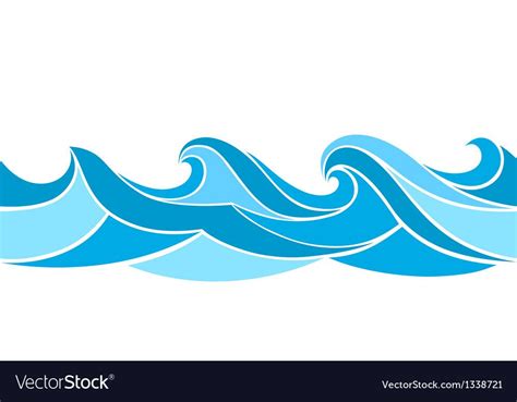 Stylized Waves Vector Image On Vectorstock Wave Illustration Diy Art