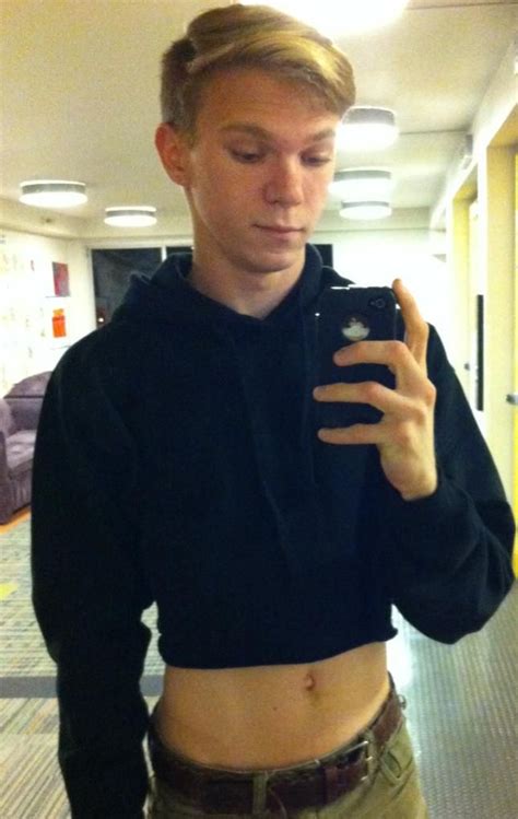 Hot Guy In A Crop Top Takes A Selfie Of His Belly Button Crop Tops