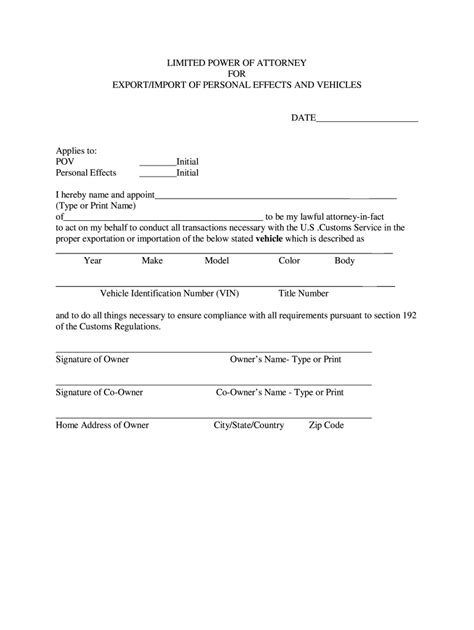 How To Fill Out Customs Power Of Attorney Form Import