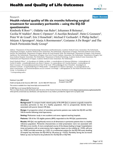 Pdf Health Related Quality Of Life Six Months Following Surgical