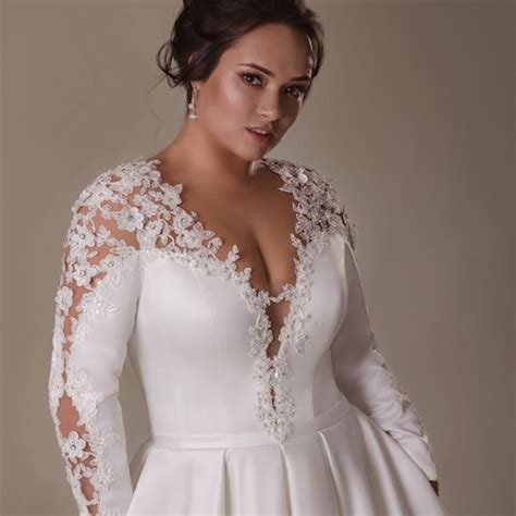 Plus Size Lace And Tulle Wedding Dress With Sleeves Gorgeous Etsy