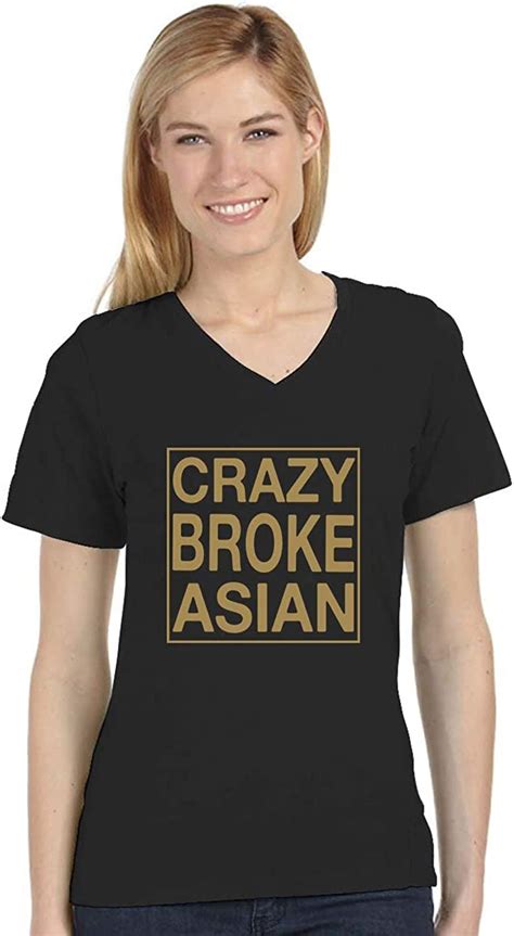 Tstars Crazy Brokepoor Asians Parody Funny V Neck Fitted