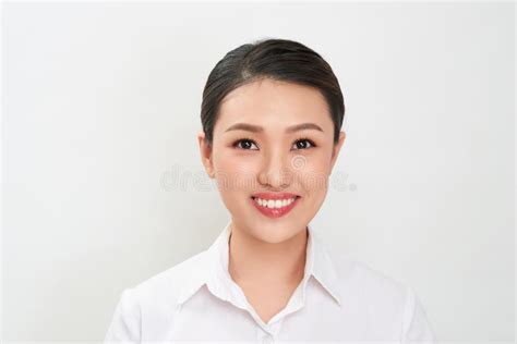 Passport Photo Portrait Of Asian Smiling Woman Stock Image Image Of Composite Expressions