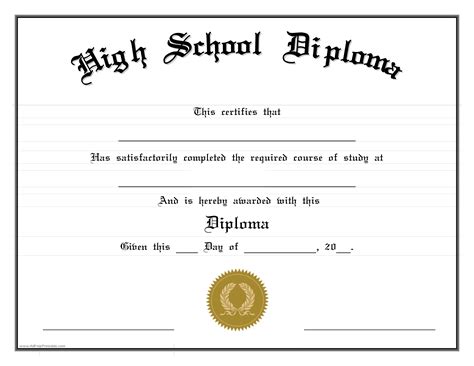 Free High School Diploma Edit Templates At