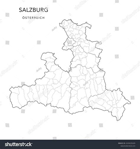 Administrative Map State Salzburg Municipalities Gemeinden เวกเตอร์