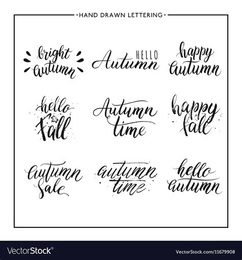 Hand Painted Text Happy Autumn Hello Fall Vector Image
