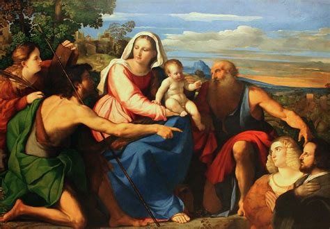 Palma Vecchio Sacra Conversazione With Donors 1525 Palma Painting