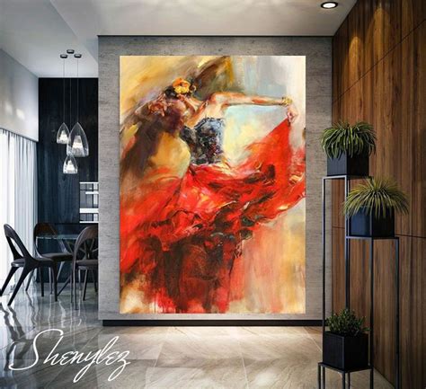 Beautiful Abstract Spanish Flamenco Dancer Colorful Painting Etsy